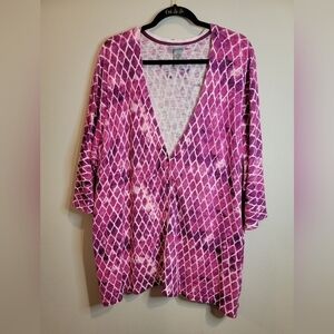 Catherine's Magenta Pink 3/4‎ Sleeve Cardigan Size 2X